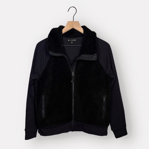 Athleta Range Sherpa Full-Zip Jacket in Black Size Small - Picture 2 of 5